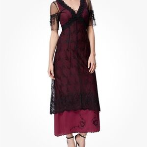 Belle Poque Black Lace and Red Dress